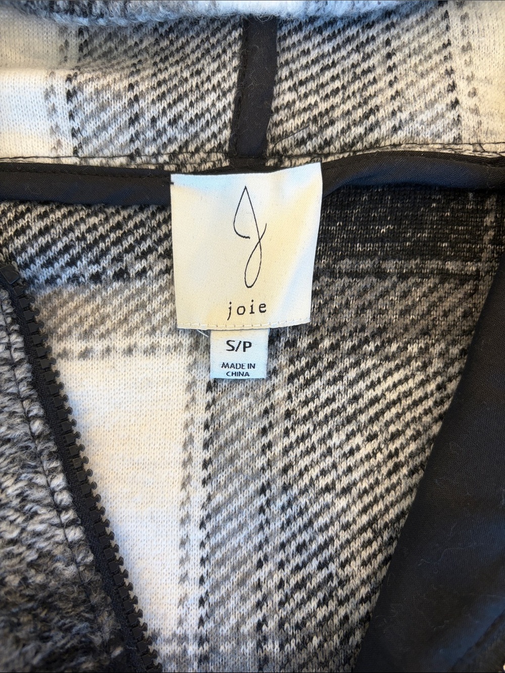 Women’s Black & White Plaid Half-Zip Hooded Sweater - Picture 2 of 3